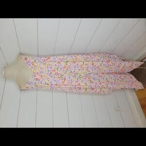 NWOT Blumin Apparel small white with pink & purple floral maxi dress